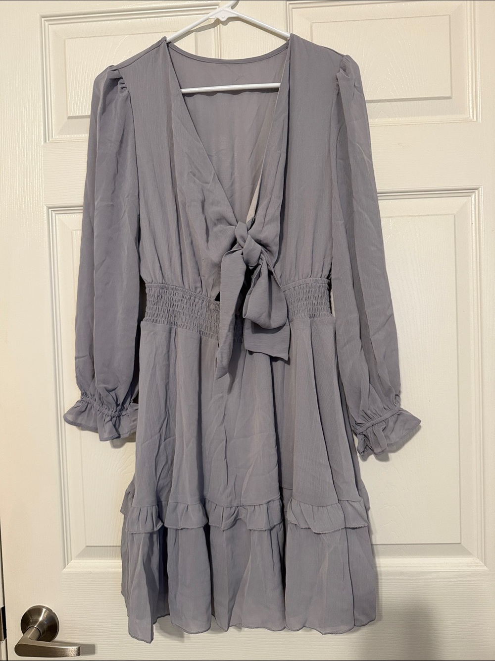 GREY RUFFLED DRESS